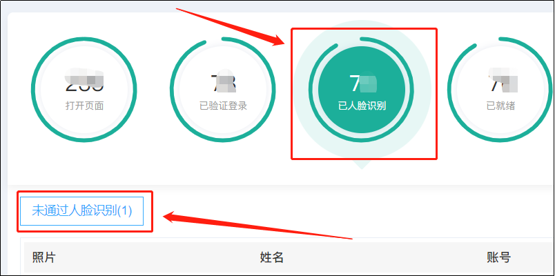 查看未通过人脸识别